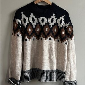 Monrow mock neck fair isle sweater size